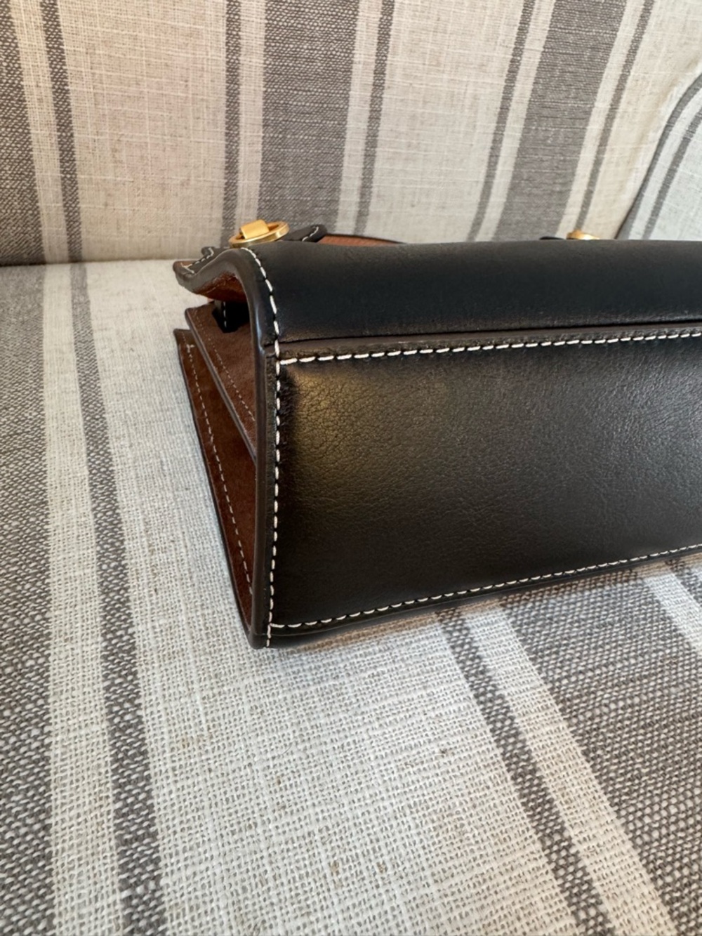 Original Tory Burch Petite Lee Radziwill Double Bag - Black with white stitching - Picture 5 of 12